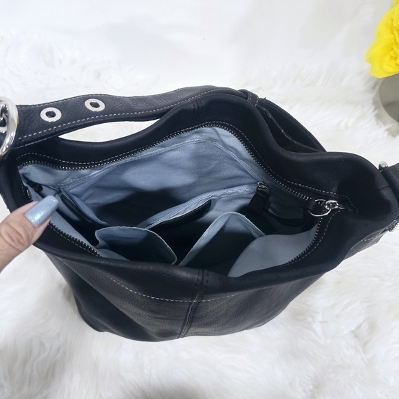 Coach Pebbled Black Leather Hobo Shoulder Tote Purse Bag Large Classic - Picture 14 of 14